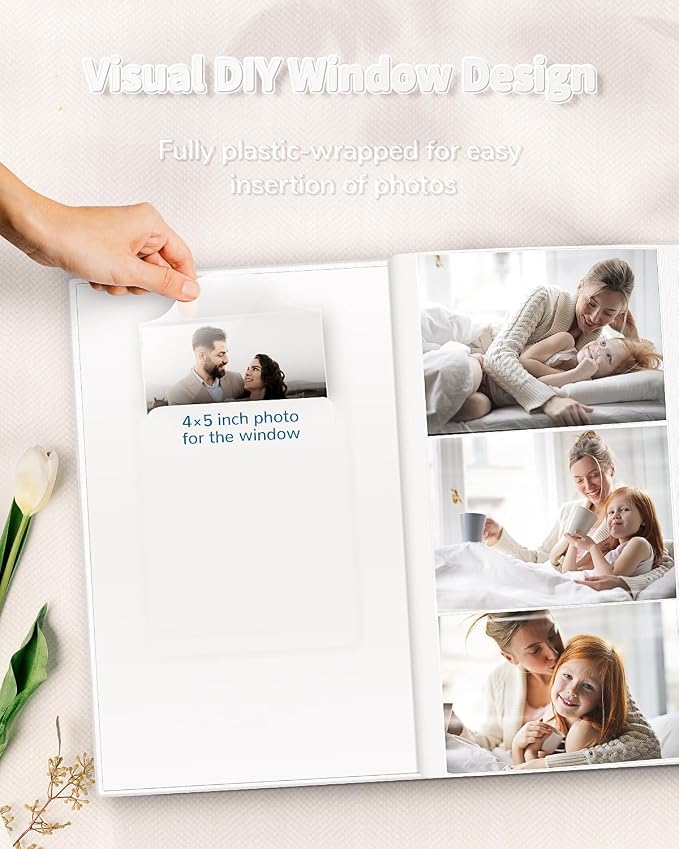 Artfeel Photo Album 4x6 with 300 Pockets,Slip-in Picture Albums,Linen Cover Memory Book with Front Window,White Page Vertical Photo Book for Wedding,Family,Anniversare,Baby,Vacation - Image 2