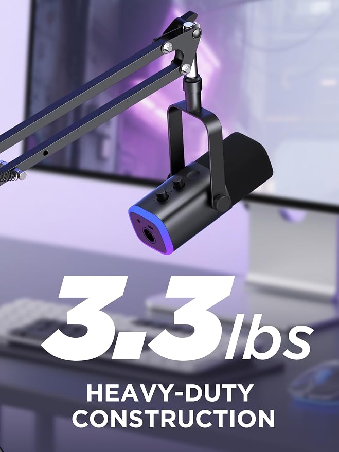 InnoGear Boom Arm Microphone Mic Stand for Blue Yeti Fifine HyperX, Black | Desk Mount, Desktop Stands, Adjustable Reach, Rotate Fully, Folds Away Compactly, for Gaming, Streaming or Recording - Image 4