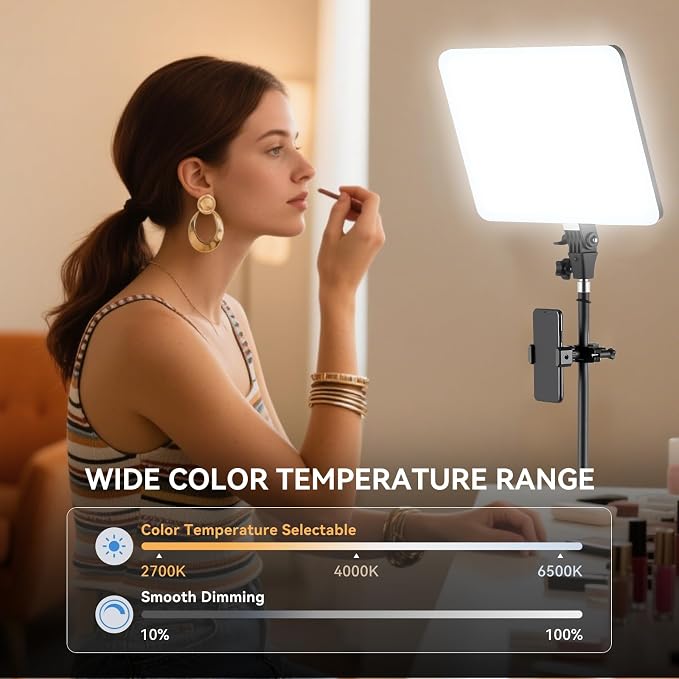 2-Pack LED Video Light Kit, 14" Studio Light with Stand & Phone Holder | 50W High Brightness, 2700-6500k Dimmable Photography Lighting for Creators, Podcast, Video Recording, Streaming, YouTube - Image 2