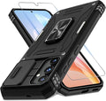 DEERLAMN Case for Samsung Galaxy S25 Plus/S24 Plus 6.7-Inch with Slide Camera Cover+Screen Protector(1 Pack), Rotated Ring Kickstand Military Grade Shockproof Protective Cover-Black by DEERLAMN