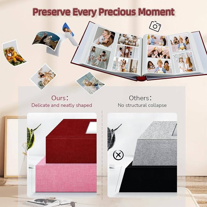 Popotop Photo Album 4x6-600 Photos Photo Books with 600 Horizontal and Vertical Pockets,Linen Cover Albums for Family Wedding Anniversary Baby Vacation Pictures - Image 5