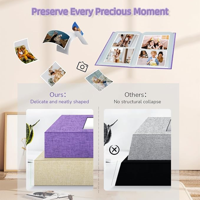 popotop Photo Album 4x6-200 Photos Photo Books with 200 Horizontal Pockets,Linen Cover Albums for Family Wedding Anniversary Baby Vacation Pictures - Image 5