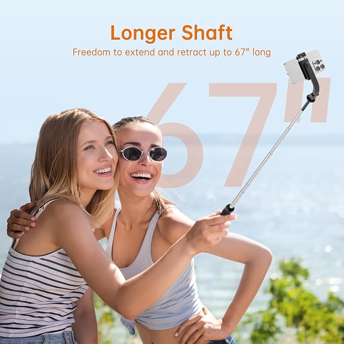 67" Selfie Stick Tripod, Portable Cell Phone Tripod with Wireless Remote Control, 360° Rotating Extendable All-in-1 Travel Stand for Selfies Video Recording, Compatible with iOS/Android, Silver Black - Image 7