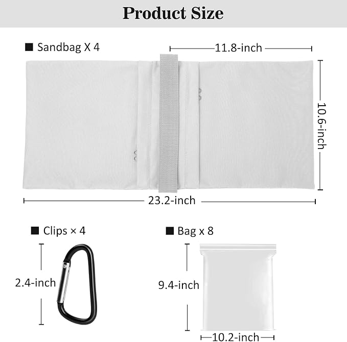 4-Pack White Sandbag Weight Bag for Light Stand Photography Video Equipment | Heavy Duty Saddlebags for Backdrop Stand, Photo Tripod, Canopy, Pop up Tent, Umbrella Base, Fishing Chair, Picnic Table - Image 5