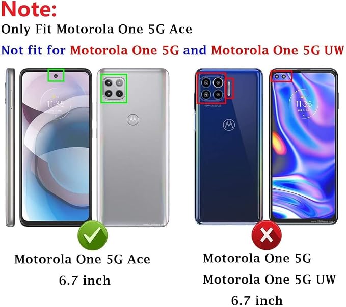 for Moto One 5G Ace Case Moto G 5G(2020) Case,with Nano Explosion-Proof Film[2 Pack], Military Grade Shockproof with Kickstand Protective Case for Motorola Moto One 5G Ace,Rose Red - Image 2