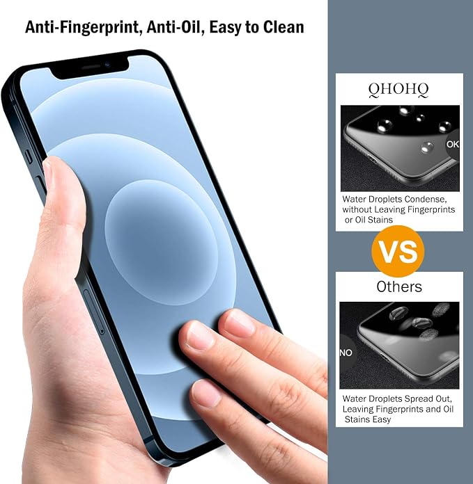 QHOHQ 3 Pack Screen Protector for iPhone 12 Pro Max 6.7" with 2 Pack Tempered Glass Camera Lens Protector, Ultra HD, 9H Hardness, Scratch Resistant, Easy Install - Case Friendly - Image 2