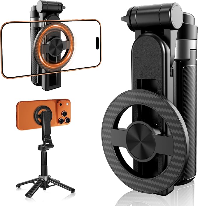 Tripod for iPhone, 3-in-1 Magnetic Pocket Selfie Stick Tripod with Remote, 360° Rotation Portable Cell Phone Tripod Stand, Extendable Mini Tripod for iPhone Magsafe (Magnetic Mount) by SonixForce