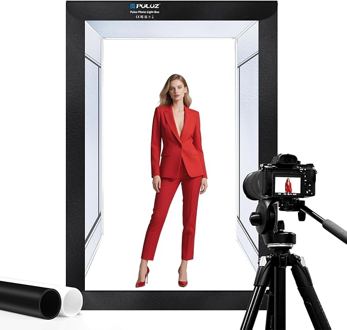 PULUZ Professional Large Photo Light Box Photography Studio, 47x31x78inch Large Lightbox Photo Video Continuous Lighting Softbox Shooting Tent Kit with 2 Colors PVC Backdrops by PULUZ