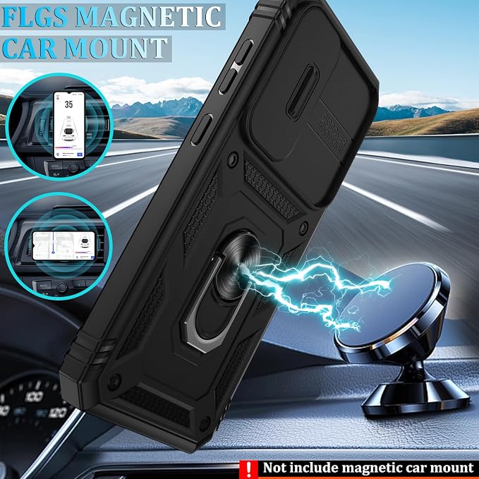Gritup for Samsung Galaxy S24 FE Case: Galaxy S24 FE Case with 2*Screen Protector | Magnetic Stand & Slide Camera Cover | Shock Proof Military-Grade Funda para S 24 FE Cover -Black - Image 6