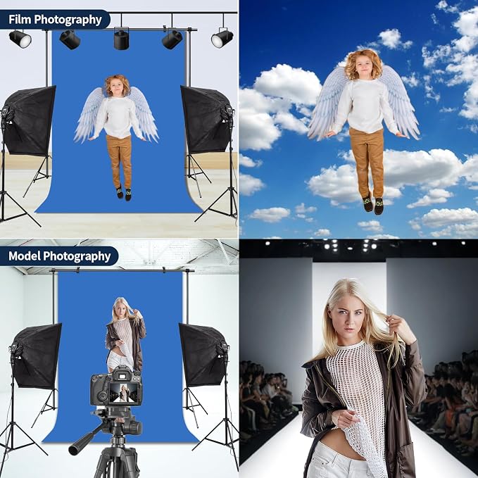 Blue Photo Backdrop for Photoshoot Solid Color Background 10x10 ft | Photography Studio Photobooth Curtain for Headshot, Homestudio, Portrait, Video, Meeting, Easy to Install, Washable Fabric - Image 3
