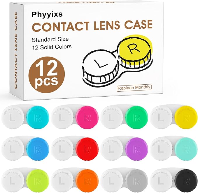 12 Pack Colorful Cute Contact Lens Cases, Bulk Storage Box with 12 Colors, Leak-Proof and Durable, Portable Storage Kit for Home and Travel by Unknown