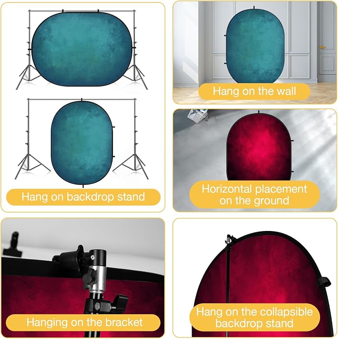 Kate 5'x6.5' Collapsible Backdrop Red Cyan Self Tape Background 171 | Collapsible Backdorp Red Cyan Pop Up Backdorp for Video Conference, Portrait Photography，live streaming - Image 4