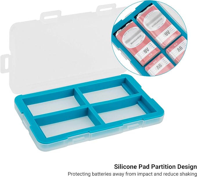 JJC 9V Battery Case for 4x 9V,Water-Resistant & Shockproof, 9V Battery Storage Organizer Carrying Case, PP Shell Ultra-Slim Easy to Carry | 9V Battery Storage Organizer Carrying Case, PP Shell Ultra-Slim Easy to Carry, Thickened Locking System - Image 4