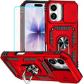 HNHYGETE for iPhone 17 Case with Screen Protector: [Military Grade 20ft. Drop Tested] Slide Camera Cover Ring Shockproof Protective Phone Case for - iPhone 17 (Red) by HNHYGETE