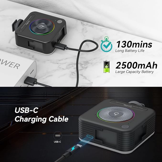SmallRig P108 RGB Video Light,Portable LED Camera Lights 360° Full Color Photography Lighting w 3 Cold Shoe, 2500mAh Rechargeable On-Camera Video Light Panel 2700K - 6500K for YouTube, Vlogging | 360 Full Color, 2700K - 6500K, with 3 Cold Shoes, 2500mA... - Image 4