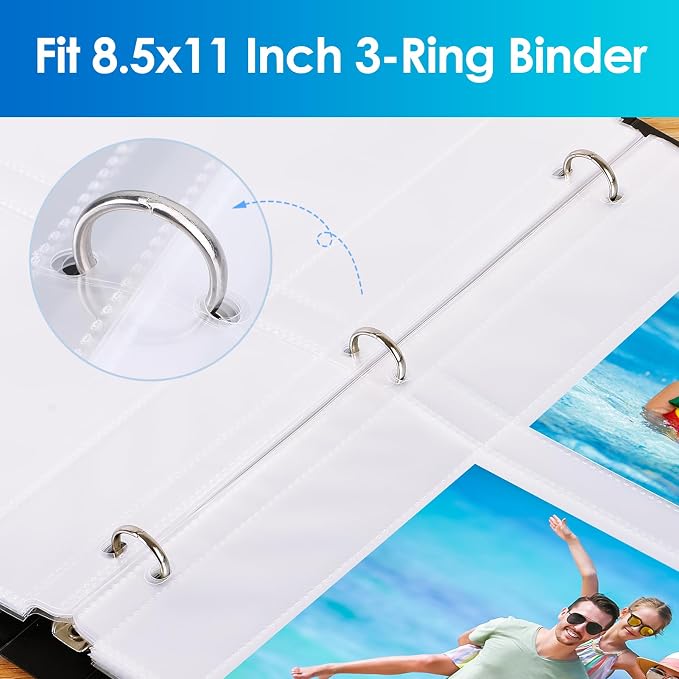 MaxGear 120 Pack 5x7 Photo Sleeves for 3 Ring Binder (480 Picture),2 Pocket | Heavy-Duty Archival Page Protectors,Clear Photo Album Refill Pages,Plastic Recipe Cards Binder Sleeves with Pockets,Acid-Free - Image 7