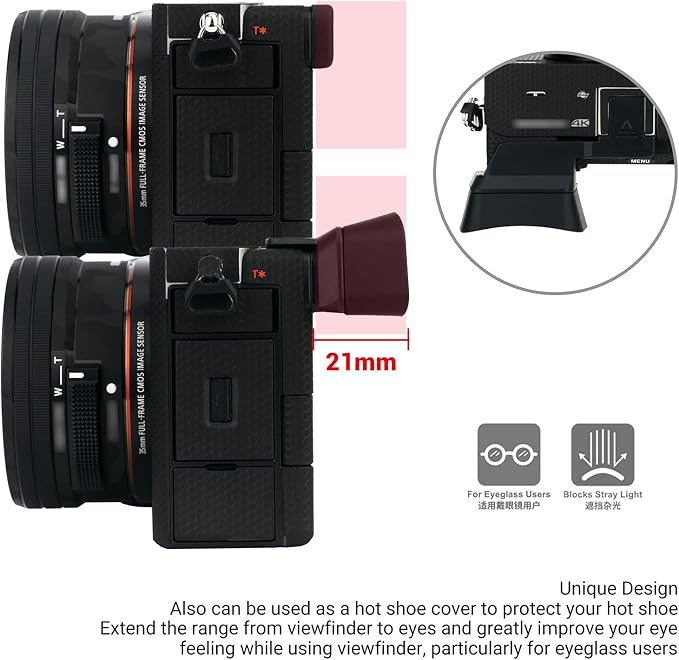 Extended A7C Eyecup for Sony Alpha 7C Only(Not Fit A7C II, A7CR) | Soft Silicon,Camera Viewfinder Eye Cup EVF Eyeshade Protector for Sony A7C Only - Image 2