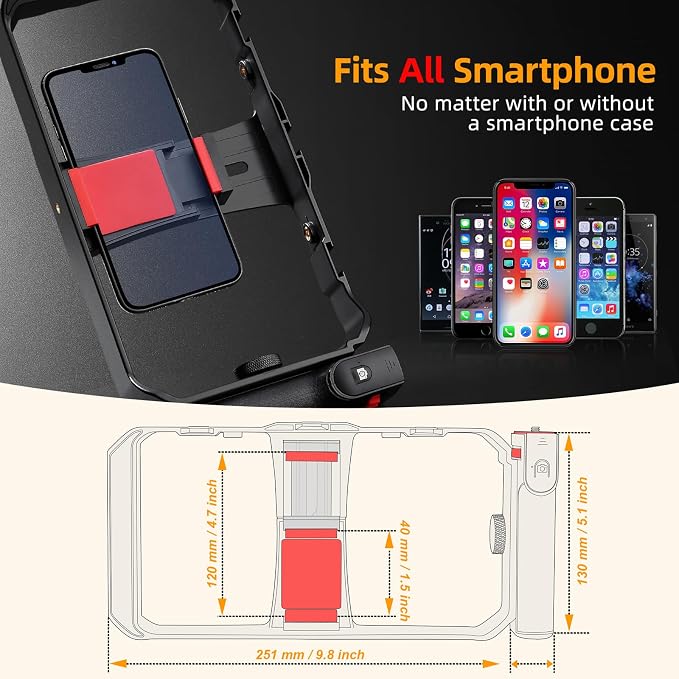 Zeadio All-in-One Smartphone Video Rig Kit, Variable Phone Cage Rig with RGB Video Light, Shotgun Microphone, Universal Video Stabilizer for iPhone/Android Filmmaking Vlogging YouTube TikTok etc - Image 3