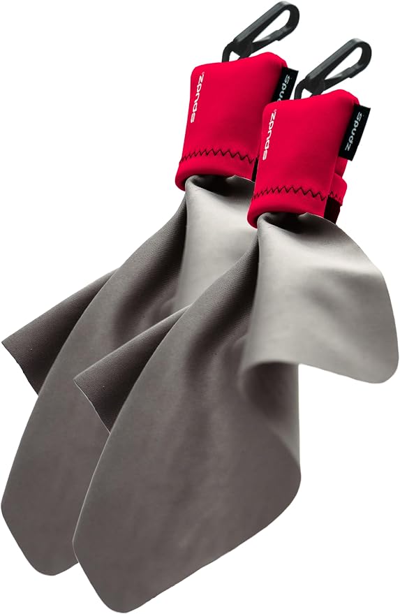 SPUDZ Ultra Microfiber Lens Cleaner with Closeable Bottom – Clip-On Pouch, Washable – for Binoculars, Scopes, Glasses, Screens | Ultra Red, 6 x 6 Inch (2-Pack) by SPUDZ