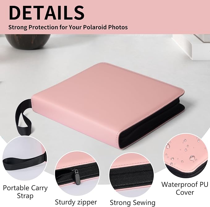 Polaroid Photo Album Book with 240 Pockets 3.5x4.25 Inch Pictures Fits for Polaroid i-Type, 600, SX-70，Go instant photos and Fujifilm Instax Wide Square Photos（Pink） - Image 3