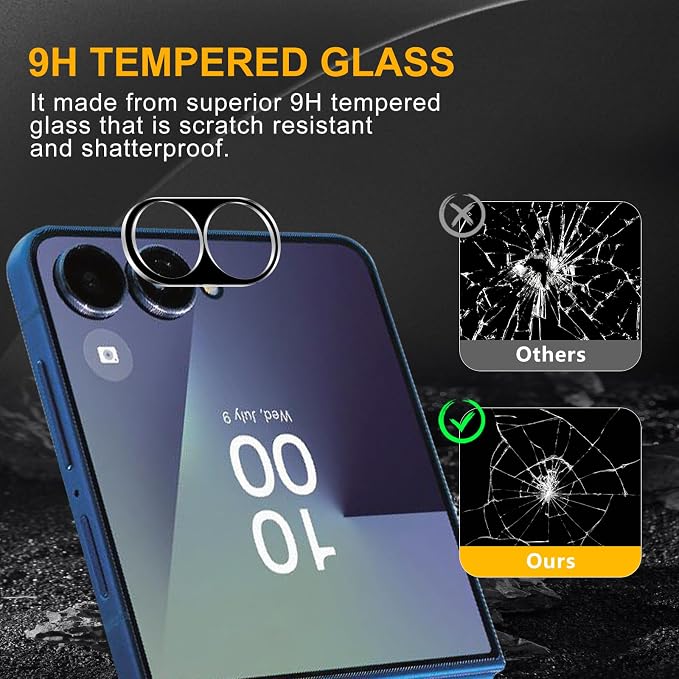 3 Pack Camera Lens Protector for Samsung Galaxy Z Flip 7 | Tempered Glass,Anti-Fingerprint,9H Hardness,Scratch Resistant,Easy to Install,Bubble Free,HD Clarity - Image 7