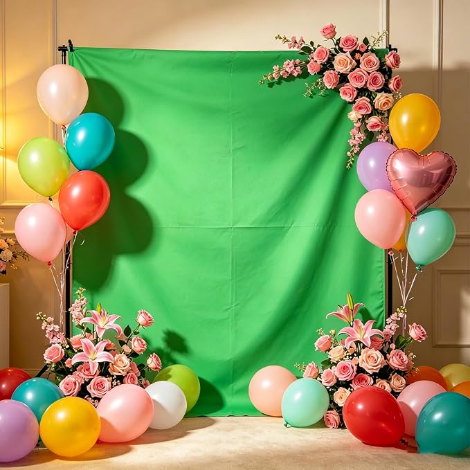 Green Photography Backdrop for Photoshoot, 10x10 Ft Polyester Photo Backdrop Curtains, Green Backdrops Screen for Photo Studio, Video, Content Creators, Birthday Parties Background - Image 3