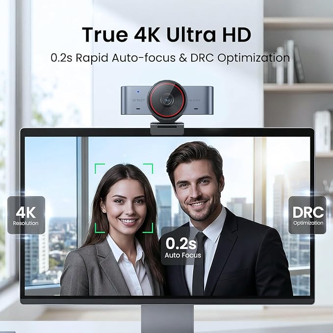 EMEET C960 Ultra 4K Webcam for Mac & PC, 1/1.5" Large Sensor, Metal Body | 0.2s Autofocus, DRC, Whiteboard Mode, Built-in Privacy Cover, 2 Mics, USB Webcam 4K for Meetings, Streaming, Content Creation - Image 3