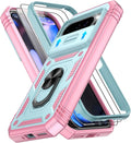 Gritup for Pixel 9/9 Pro Case Military-Grade Shockproof with Kickstand | with 2 PCS Screen Protector, Slide Camera Cover, Heavy Duty Outdoor Protection Funda para Google 9/9 Pro Cover Green+Pink by Gritup