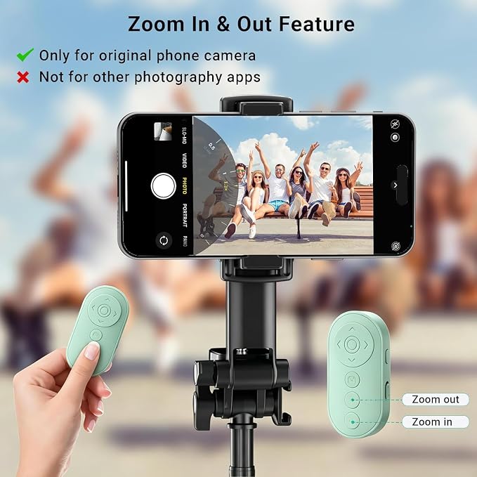 Rechargeable Camera Remote for iPhone Android, Zoom Control | Zoom Control | Front/Rear Camera Switch, Photo & Video Shutter, TikTok Scrolling, Page Turner, bluthooth 10m Wireless Clicker - Image 3
