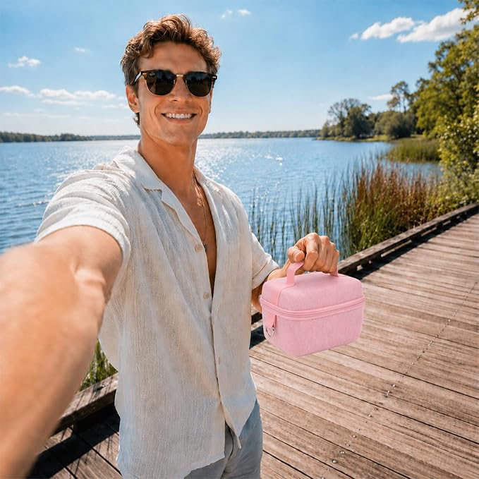 Comecase Large Travel 4K Vlogging Camera Case for Duluvulu/for AUREAPIX | Outdoor Camera Holder with 2 Dividers and Mesh Pocket, for Vloggers and Content Creators, Trip Ready, Full Pink - Case Only - Image 9