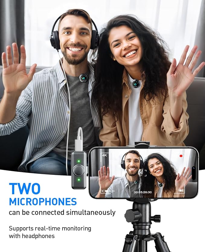 Magnetic Wireless Lav Mic for iPhone: Noise-Free Recording | Hi-Fi Recording Vlogging Recording - Wireless lavalier microphone for Android - Plug & Play for Content Creator - Image 5