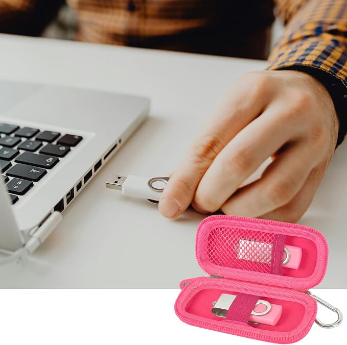 USB Flash Drive Case, SD Card/Thumb Drive/Memory Cards Holder, Bag Only | SDXC/SDHC Storage, Electronic Accessories Organizer for SanDisk / for Samsung, for Students/IT/Office/School/Travel, RoseRed - Image 7