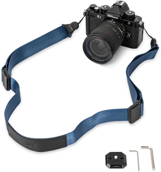 JJC DSLR Camera Neck Strap with Patented Quick Release Buckles, Universal Adjustable Camera Shoulder Sling Strap for Canon Nikon Sony Fujifilm Olympus Pentax DSLR SLR Cameras (Blue) by JJC