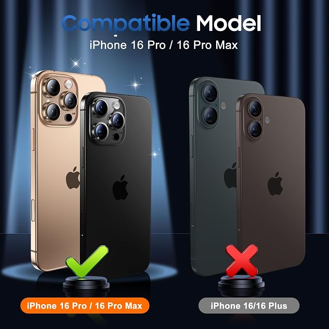 UniqueMe for 3 Pack iPhone 16 Pro/16 Pro Max Camera Lens Protector- Gold | Drop Protection, Case Friendly, 9H Tempered Glass, Camera Cover Screen, Update New Version - Image 7