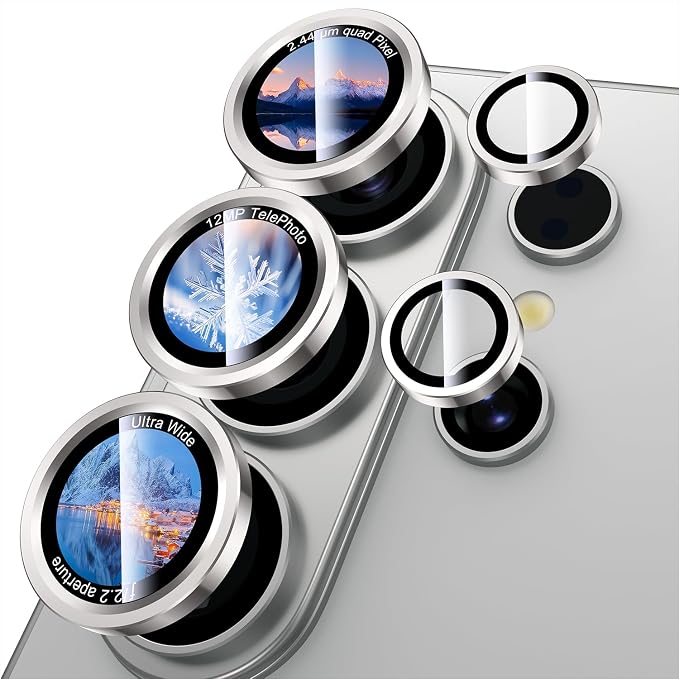 Uyiton for Samsung Galaxy S26 Ultra Camera Lens Protector, Unique Design | Case-Friendly, Ultra-Thin, Military-Grade Sapphire Glass with Aluminum Metal Rear Camera Screen Cover, Silver Shadow - Image 8