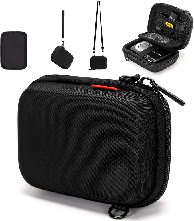 Cwatcun Camera Case, Compact Pouch with Shoulder Strap for Digital Camera | Hard shell with 90° reinforced corners, drop-tested from 5.5ft, Waterresistant,fits small digital cameras by FocusonCameraBag