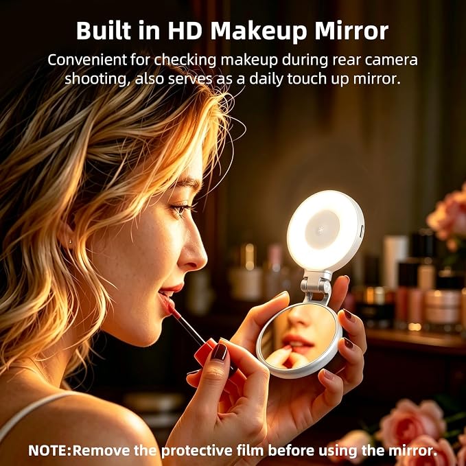 AFAITH C03 Magnetic Selfie Light, LED Phone Ring Light for iPhone MagSafe | 2700K-7500K CRI 97+, 3 Color Modes, Built-in Mirror, 360° Rotatable, Extendable, for Selfies Video Recording Makeup Vlog - Image 4