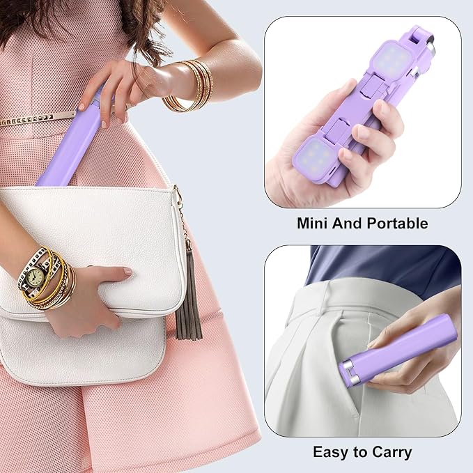 MQOUNY Mini iPhone Tripod Stand & Selfie Stick with Wireless Remote & Removable Light, Extendable Stand 360 Rotation Compatible with iPhone & Android Samsung (Purple) - Image 7