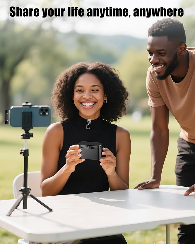 Wireless Lavalier Microphone for iPhone/Samsung/Android, 2 Mics, USB-C Port | 2 Clip-On Mics with Noise Reduction, 34h Using Time with Charging Case, 48kHz Audio 66ft Range for iPhone Video Recording - Image 8