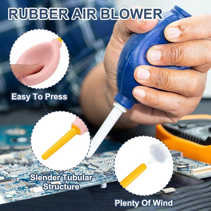 PATIKIL Soft Tip Air Blower Dust Blaster, 3 Pcs Rubber Bulb Air Pump Dust Blower Cleaner Cameras Lens Cleaning Tool with Long Nozzle for Camera Lens Computer Keyboard, Pink/Yellow - Image 3