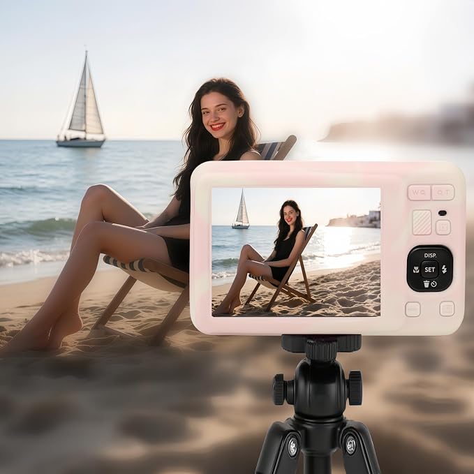 Case for Kodak PIXPRO FZ55, FZ55 accessories | Soft Silicone Protective Case Removable Lens Cover, Comes with 2 Screen Protectors and 1 Wrist Strap. (Mist Pink) - Image 3