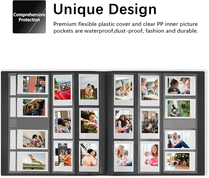 560 Pockets Photo Album for Instax Mini & Polaroid 2x3 Photos, Black | Large Capacity Photo Book, Elastic Band Closure, Safely Holds Your Unique Memories for Secure Storage and Easy Viewing - Image 8