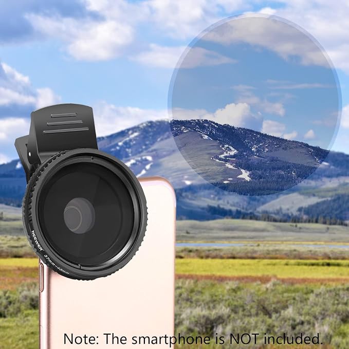 NEEWER 37mm Clip On ND2-ND400 Phone Lens ND Filter Kit: Variable Neutral Density Filter with Phone Clip Compatible with iPhone 15 14 13 Samsung S24 S23 S22 Ultra Android Smartphones iPad - Image 5