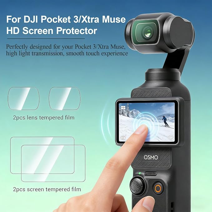 Case for DJI Osmo Pocket 3/Xtra Muse Camera, Soft Silicone Protective Case, Anti-Scratch, Slim Fit Skin with mic Cover and Screen Protector Accessories for Osmo Pocket 3/Xtra Muse (Sky Blue) - Image 7