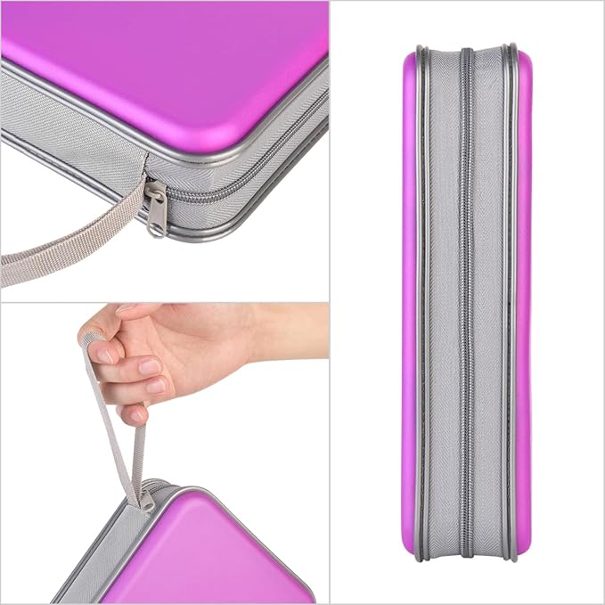 alavisxf xx CD Case, 96 Capacity Hard Plastic Organizer Wallet for Car | CD DVD Holder, Portable Hand Strap, Zipper Closure, Anti-Slip Scratch-Resistant Sleeves, Disc Storage, for Home Office Travel - Image 2