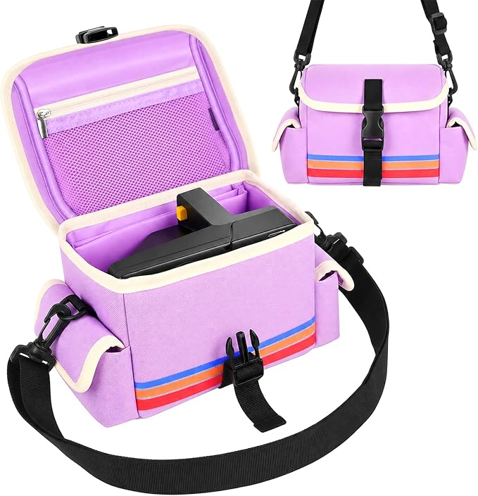 Camera Case Compatible with Polaroid Now, Now+ & OneStep+, Crossbody Bag | Custom-Fit Camera Case for Polaroid Now 2nd/3rd Gen, With A Shoulder Strap And Organized Accessory Storage - Purple by HomePage