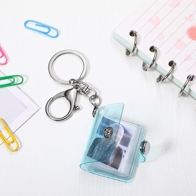 Crtiin 4 Pack 1 Inch Mini Small Photo Album 16 Pockets Photo Storage with Keychain Mini Album Keychain for Picture Card Holder Storage Book Wedding Anniversary Birthday - Image 4