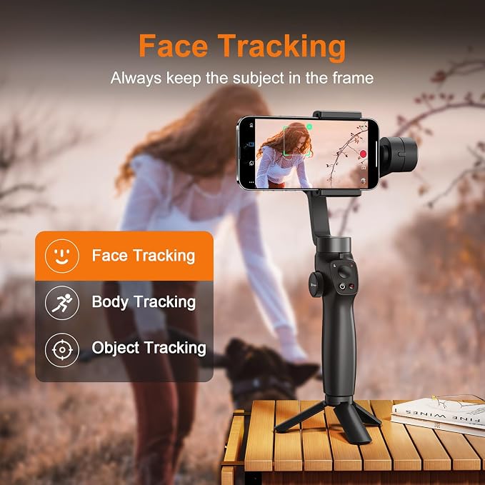 Gimbal Stabilizer for iPhone, Phone Gimbal w/Focus Wheel Face Tracking for 16 15 Pro Max Android 3-Axis Phone Stabilizer for Video Recording Vlog - Image 3