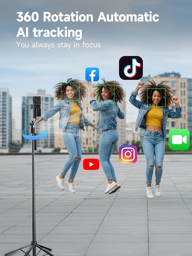 Rollei Auto Face Tracking Tripod, Smartphone Gimbal Stabilizer 64'' Selfie Stick Tripod Holder 360° Rotation for iPhone/Android Stand for Filming Streaming Tiktok Video Vlog - Image 2