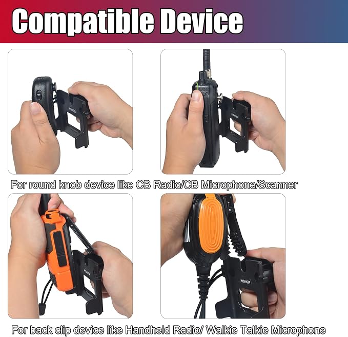 Walkie-Talkie CB Mic Adapter with 1" Ball Adapter Mount Holder Clamp, Universal Radio Bracket Clip Attachment 25mm Ball Adaptor for BaoFeng Kenwood Yaesu Midland Motorola Quansheng HT - Image 4